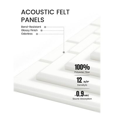 6-Pack Felt Bulletin Board Tiles, 11.8"x11.8", 40 Adhesive Tabs, Sound Absorbing, DIY Design