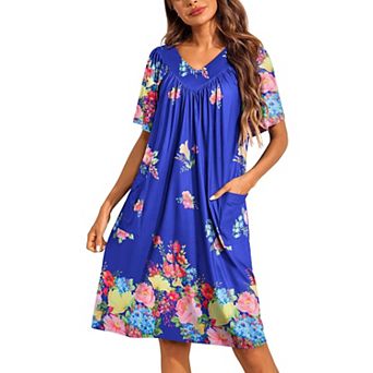 Ekouaer Womens House Dress Floral Print Nightgowns Moomoo Dresses with Pockets