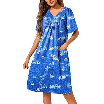 Ekouaer Womens House Dress Floral Print Nightgowns Moomoo Dresses with Pockets