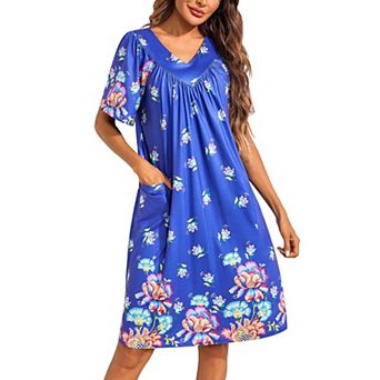 Ekouaer Womens House Dress Floral Print Nightgowns Moomoo Dresses with Pockets