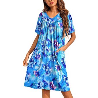 Ekouaer Womens House Dress Floral Print Nightgowns Moomoo Dresses with Pockets