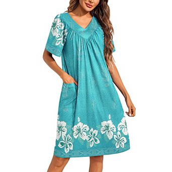 Ekouaer Womens House Dress Floral Print Nightgowns Moomoo Dresses with Pockets