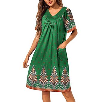 Ekouaer Womens House Dress Floral Print Nightgowns Moomoo Dresses with Pockets