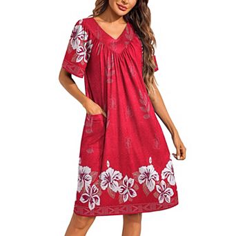 Ekouaer Womens House Dress Floral Print Nightgowns Moomoo Dresses with Pockets