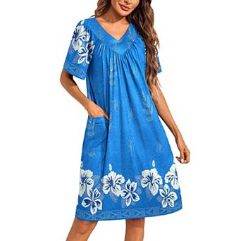 Ekouaer Womens House Dress Floral Print Nightgowns Moomoo Dresses with Pockets