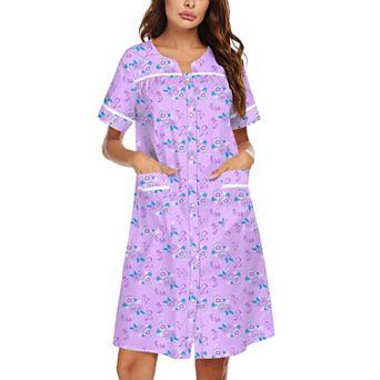Ekouaer Snap Front House Dresses for Women Floral