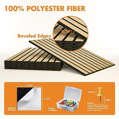 6-Piece Removable Adhesive Felt Bulletin Board Set with Push Pins for Home Office Decor