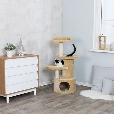 Oviedo Plush 3-Level Cat Tree with Sisal Scratching Posts, Condo & Tunnel