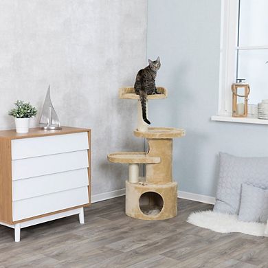 Oviedo Plush 3-Level Cat Tree with Sisal Scratching Posts, Condo & Tunnel