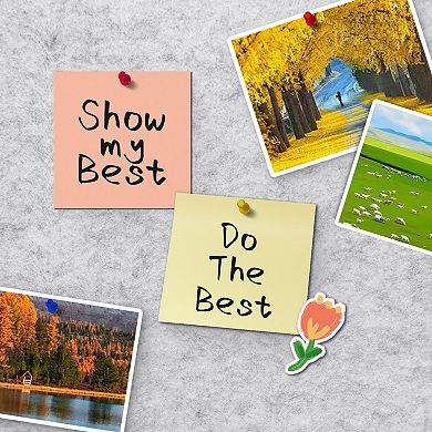 6 Pack Felt Bulletin Board Tiles, 1/2" Thick, 11.8"x11.8", 60 Push Pins, Adhesive Tabs, Home Office