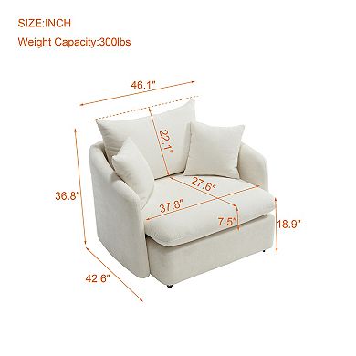 Merax Modern Chenille Swivel Chair 360° Rotating Leisure Chair with Removable Cushions