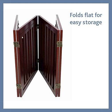 4-Panel Convertible Wooden 80" Freestanding Pet Gate - Pen with Pet Door