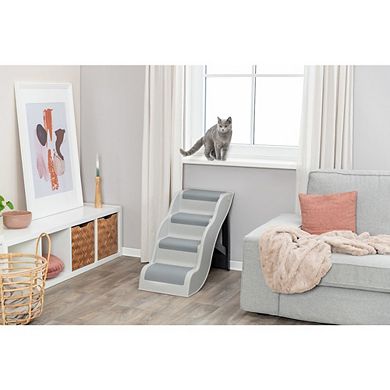 4-Step Pet Stairs, Lightweight and Collapsible Steps Ideal for Dogs & Cats