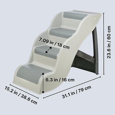 4-Step Pet Stairs, Lightweight and Collapsible Steps Ideal for Dogs & Cats