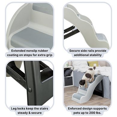 4-Step Pet Stairs, Lightweight and Collapsible Steps Ideal for Dogs & Cats