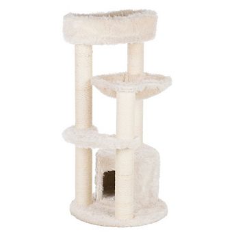 Baza Junior Jute & Plush 3-Level 39" Cat Tower, Scratching Posts and Condo