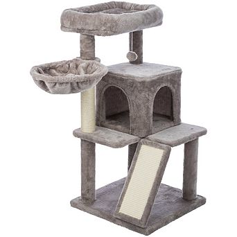 Pepito Plush & Sisal 2-Level 39.4" Cat Tree with Scratching Posts & Condo
