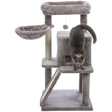 Pepito Plush & Sisal 2-Level 39.4" Cat Tree with Scratching Posts & Condo