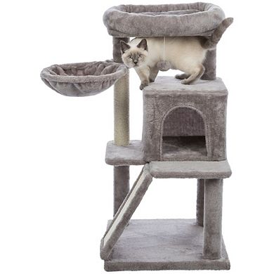 Pepito Plush & Sisal 2-Level 39.4" Cat Tree with Scratching Posts & Condo