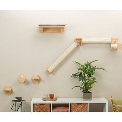Wall Set 6 Wall Mounted Cat Perch System, Scratching Posts, Platforms, Steps