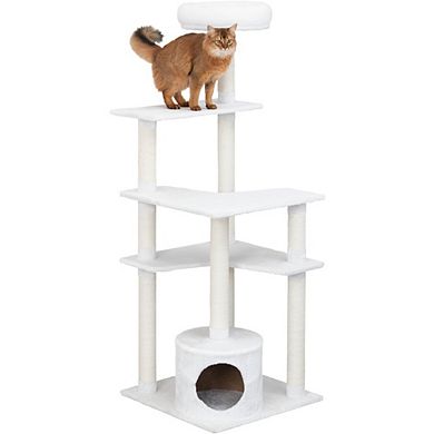 Seli Plush 4-Level Cat Tree with Sisal Scratching Posts, Condo & Cat Toy