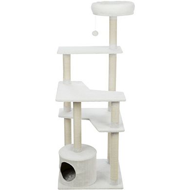 Seli Plush 4-Level Cat Tree with Sisal Scratching Posts, Condo & Cat Toy
