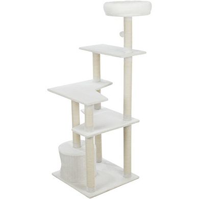 Seli Plush 4-Level Cat Tree with Sisal Scratching Posts, Condo & Cat Toy