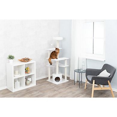 Seli Plush 4-Level Cat Tree with Sisal Scratching Posts, Condo & Cat Toy