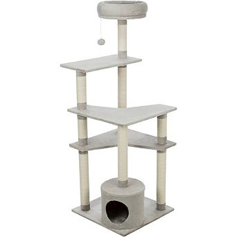 Seli Plush 4-Level Cat Tree with Sisal Scratching Posts, Condo & Cat Toy