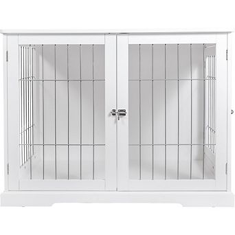 Dog Crate, Wooden Indoor Kennel Furniture for Dogs Up to 25 lb