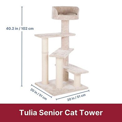 Tulia Senior Plush & Sisal 4-Level Cat Tree, Scratching Posts & Bed
