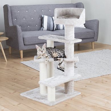 Tulia Senior Plush & Sisal 4-Level Cat Tree, Scratching Posts & Bed