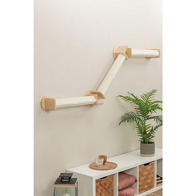 Wall Set 2 Multi-Level Wall Mounted Cat Perch System with 3 Sisal Posts