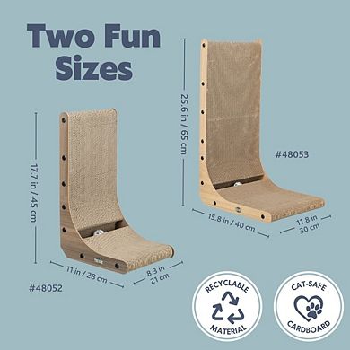 L-Shaped Cat Scratching Board Catnip & Silvervine with Built-In Ball Toy