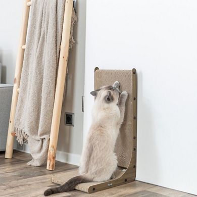 L-Shaped Cat Scratching Board Catnip & Silvervine with Built-In Ball Toy