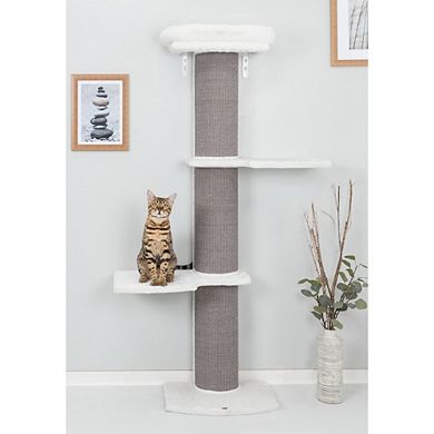 Acadia Plush & Sisal 3-Level 63" Cat Tree, Scratching Posts, Wall Brackets