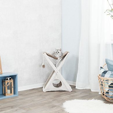 Miguel Fold & Store Plush & Sisal Cat Tree, Hammock, Condo, Scratcher