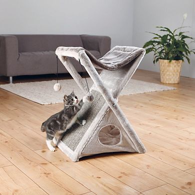 Miguel Fold & Store Plush & Sisal Cat Tree, Hammock, Condo, Scratcher