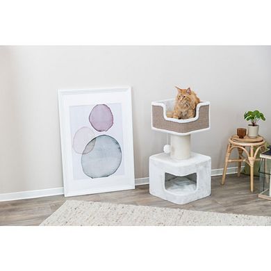 Ava XXL Jute & Plush 2-Level Cat Tree with Scratching Post & Condo