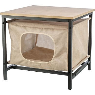 Emmie Indoor Cat Condo, Cat Bed Side Table, Cat Hideaway Cave with Cozy Cushion