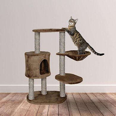 Moriles Plush & Sisal 3-Level Cat Tree with Scratching Posts & Condo