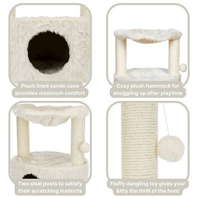 Baza Grande Plush & Sisal Cat Tree, Cat Condo and Hammock, Cat Toy