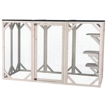 Natura Weatherproof Wooden Cattery with 3 Perches