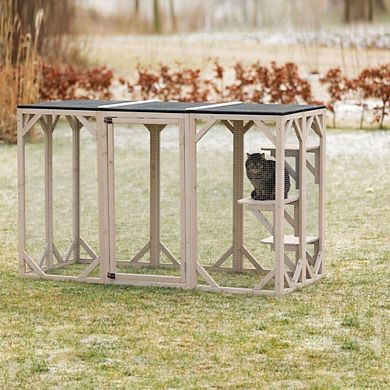 Natura Weatherproof Wooden Cattery with 3 Perches