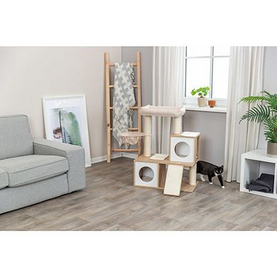 Addison Sisal & Wood 35.5" Cat Tree, Modern Cat Tower, Condos, Hammock, Cozy Bed