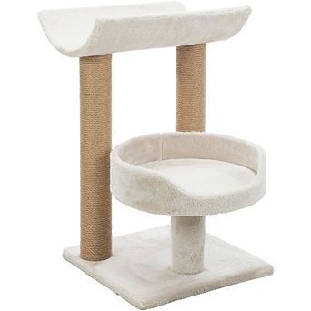 Isaba Plush 2-Level Cat Tree with Sisal Scratching Posts, 2 Perch