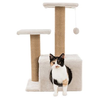 Valencia Plush & Sisal 3-Level 28" Cat Tree with Scratching Posts & Condo