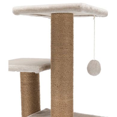 Valencia Plush & Sisal 3-Level 28" Cat Tree with Scratching Posts & Condo