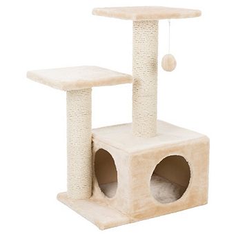 Valencia Plush & Sisal 3-Level 28" Cat Tree with Scratching Posts & Condo