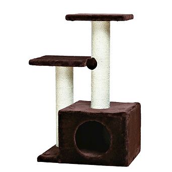 Valencia Plush & Sisal 3-Level 28" Cat Tree with Scratching Posts & Condo